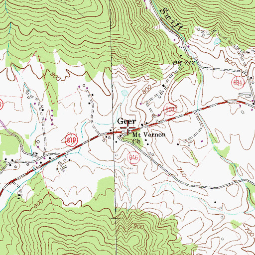 Topographic Map of Geer, VA