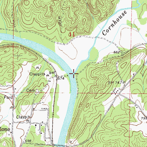 Topographic Map of Cornhouse Creek, AL