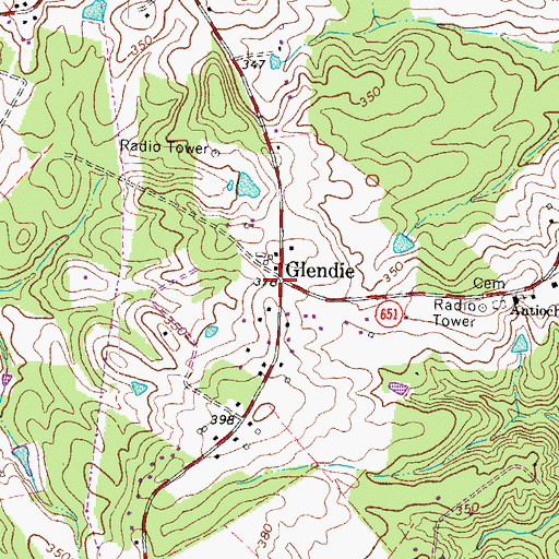 Topographic Map of Glendie, VA