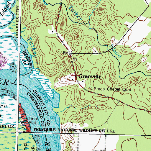 Topographic Map of Granville, VA