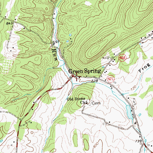 Topographic Map of Green Spring, VA