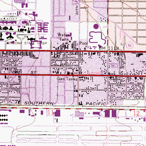 Topographic Map of Saguaro Airport (historical), AZ