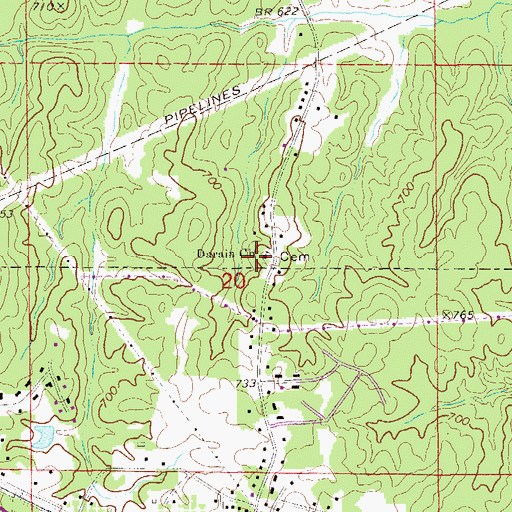 Topographic Map of Darain Baptist Church, AL