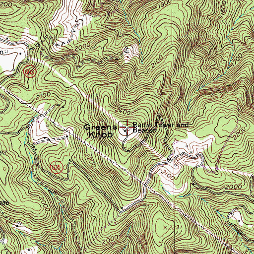 Topographic Map of Greens Knob, VA