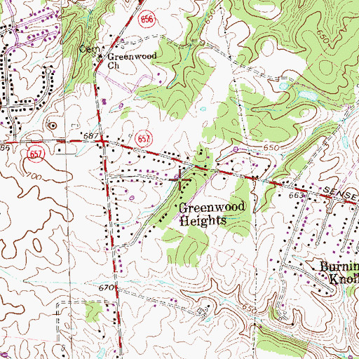 Topographic Map of Greenwood Heights, VA