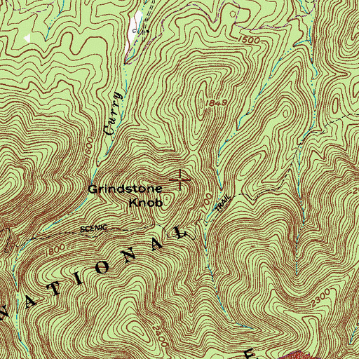 Topographic Map of Grindstone Knob, VA