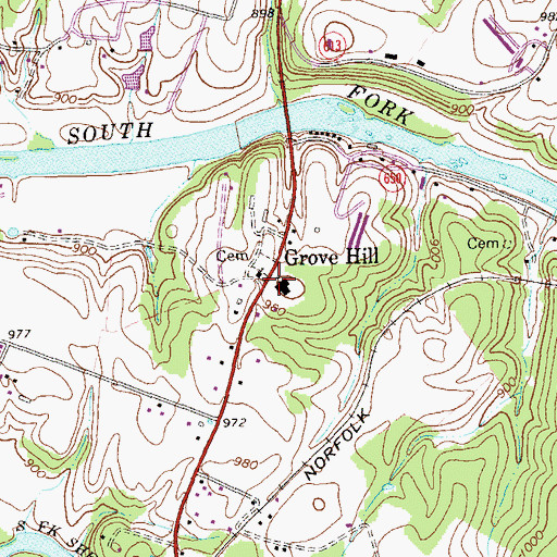 Topographic Map of Grove Hill, VA