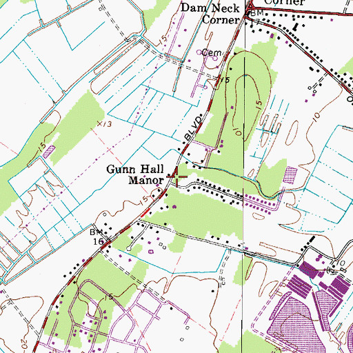 Topographic Map of Gunn Hall Manor, VA