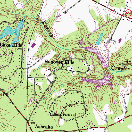 Topographic Map of Hanover Hills, VA