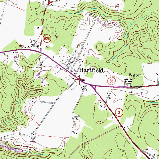 Topographic Map of Hartfield, VA