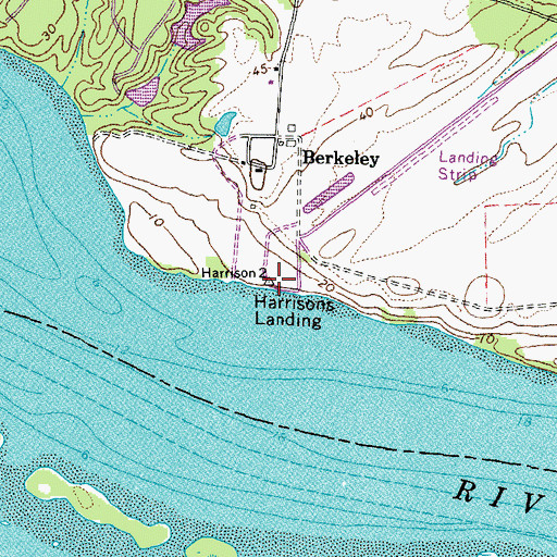 Topographic Map of Harrisons Landing, VA