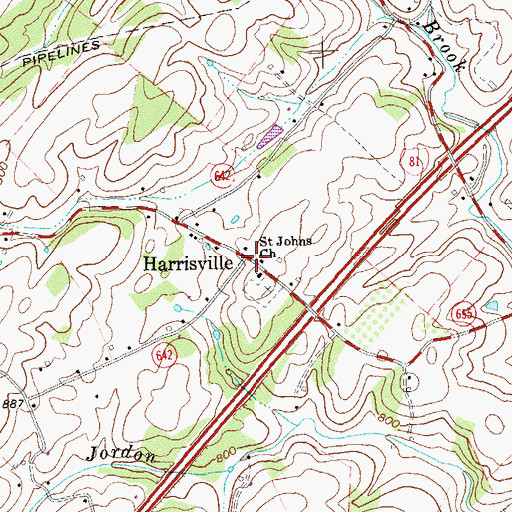 Topographic Map of Harrisville, VA