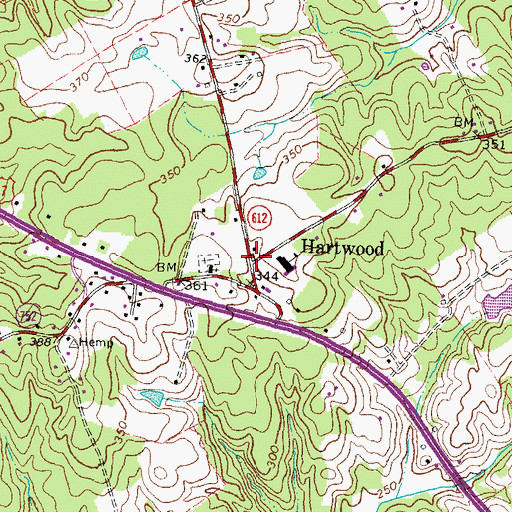 Topographic Map of Hartwood, VA
