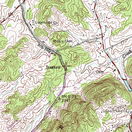 Topographic Map of Haskell, VA