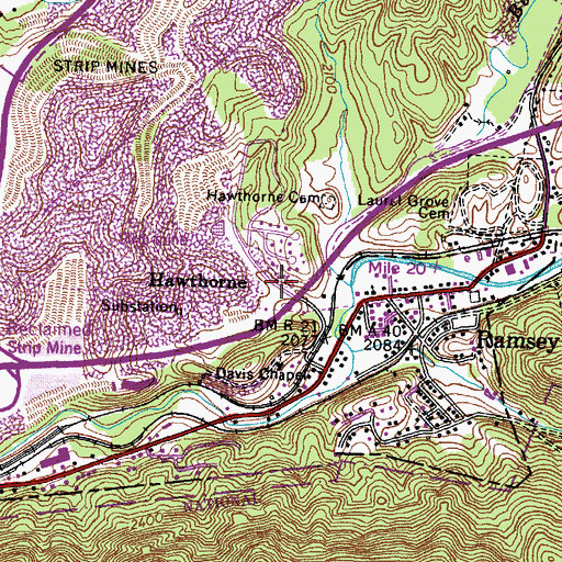 Topographic Map of Hawthorne, VA