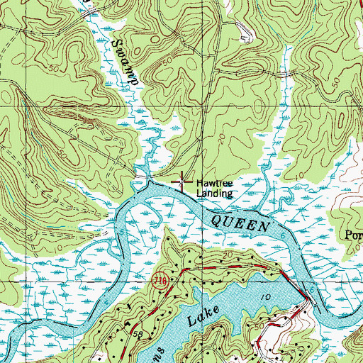 Topographic Map of Hawtree Landing, VA