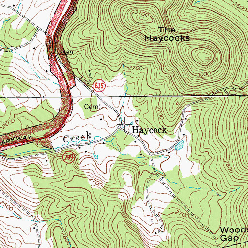 Topographic Map of Haycock, VA