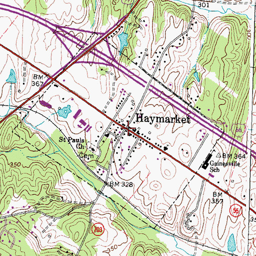 Topographic Map of Haymarket, VA
