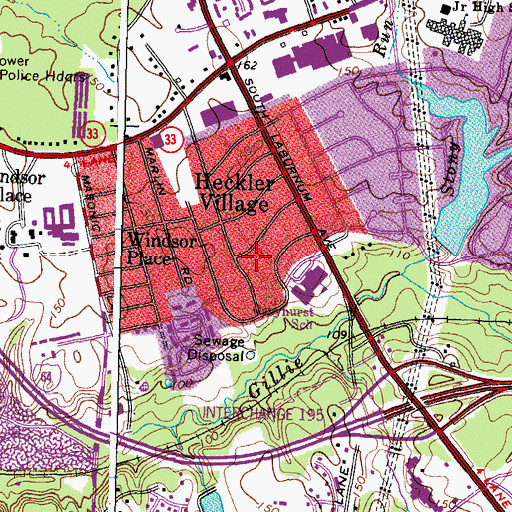 Topographic Map of Heckler Village, VA