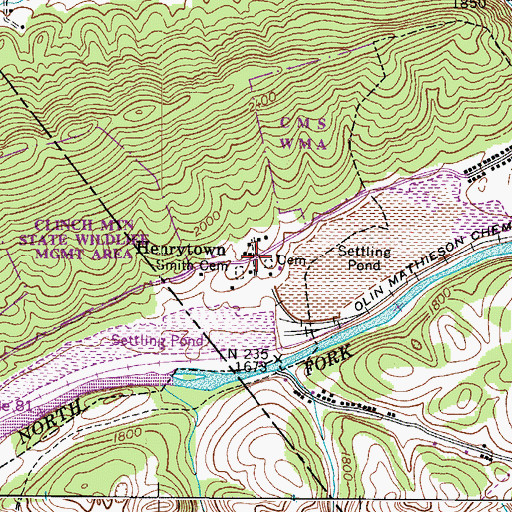 Topographic Map of Henrytown, VA