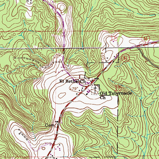 Topographic Map of El Bethel Church, AL