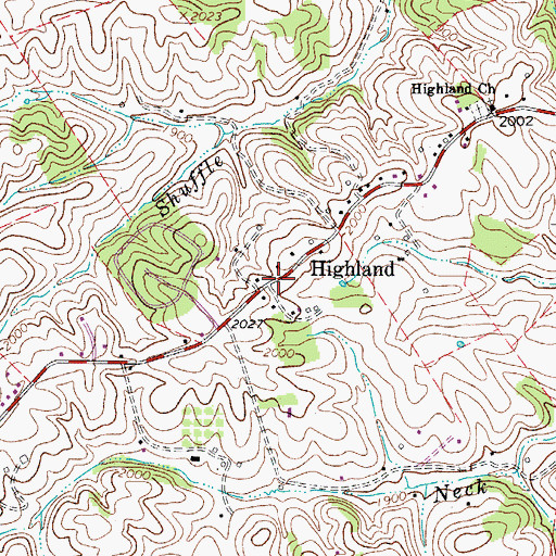 Topographic Map of Highland, VA