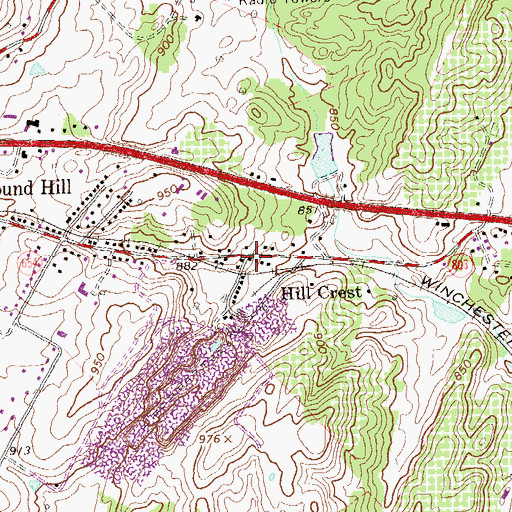 Topographic Map of Hill Crest, VA