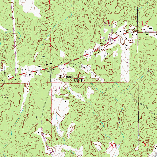 Topographic Map of Emmanual Church, AL