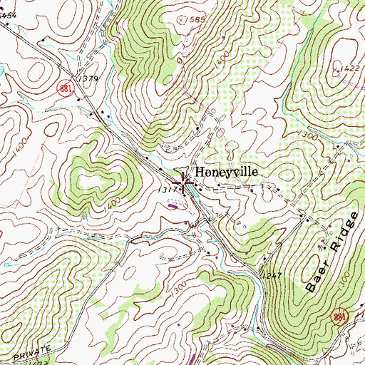 Topographic Map of Honeyville, VA