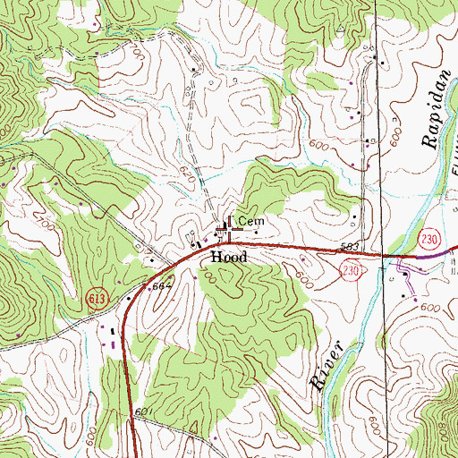 Topographic Map of Hood, VA