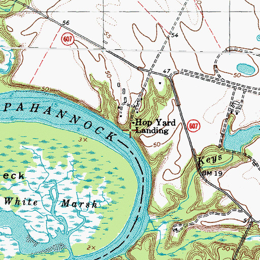 Topographic Map of Hop Yard Landing, VA