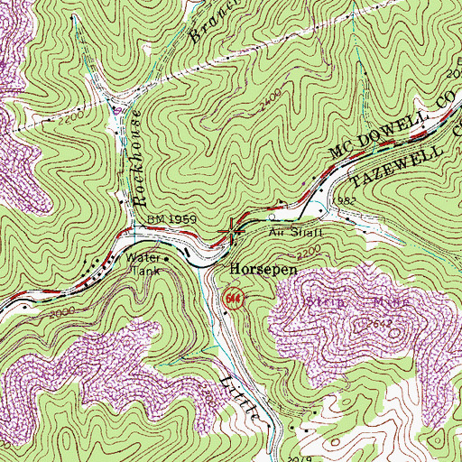 Topographic Map of Horsepen, VA