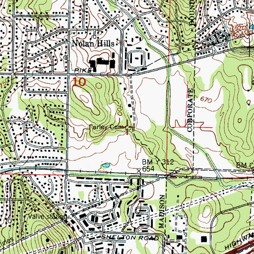 Topographic Map of Farley Cemetery, AL