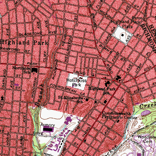 Topographic Map of Hotchkiss Park, VA