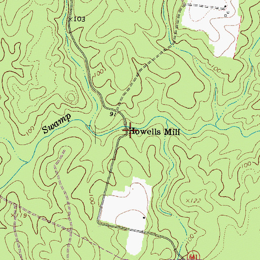 Topographic Map of Howells Mill, VA