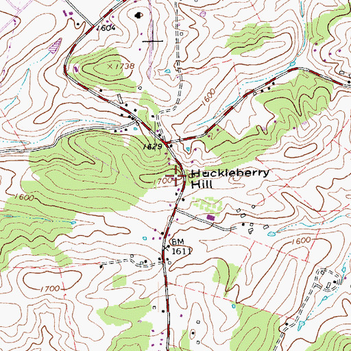 Topographic Map of Huckleberry Hill, VA