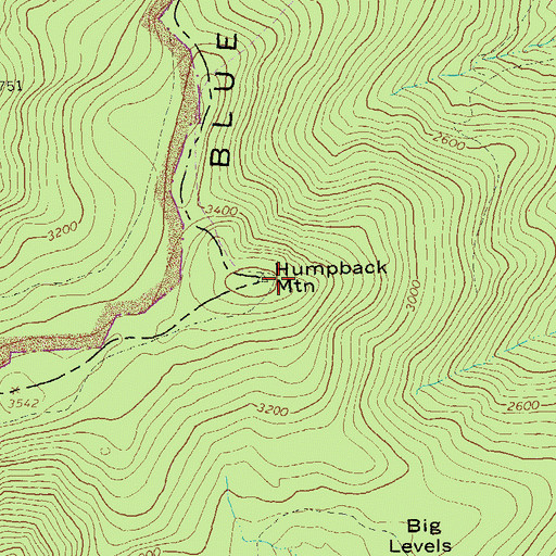 Topographic Map of Humpback Mountain, VA