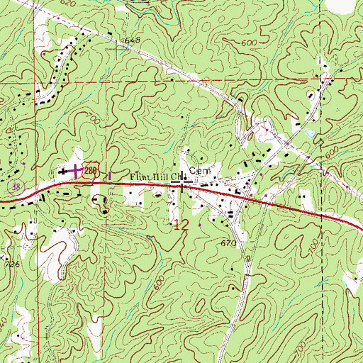 Topographic Map of Flint Hill Baptist Church, AL