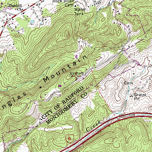 Topographic Map of Ingles Mountain, VA