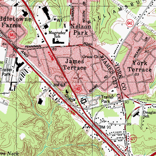 Topographic Map of James Terrace, VA