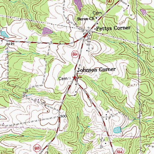 Topographic Map of Johnson Corner, VA