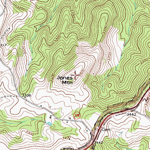 Topographic Map of Jones Mountain, VA