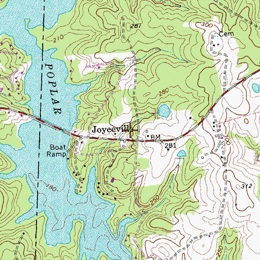 Topographic Map of Joyceville, VA
