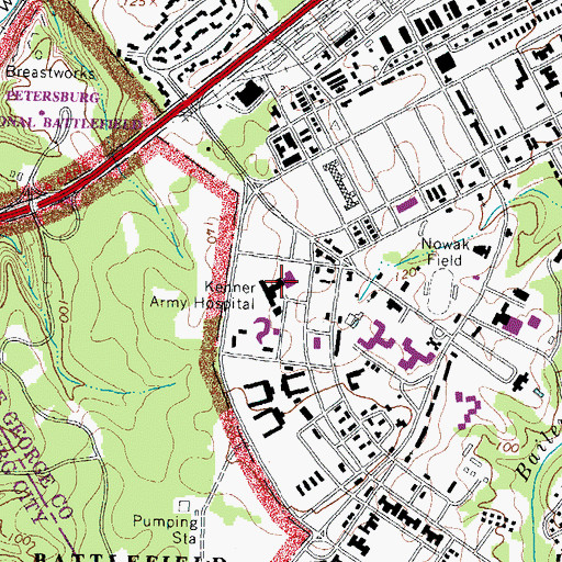 Topographic Map of Kenner Army Health Clinic, VA