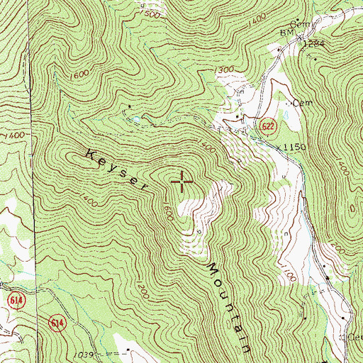 Topographic Map of Keyser Mountain, VA