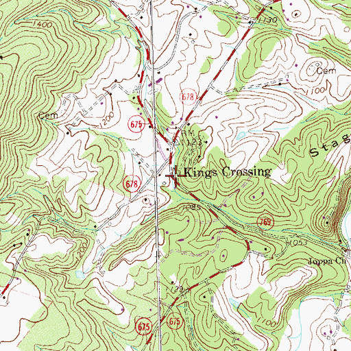 Topographic Map of Kings Crossing, VA