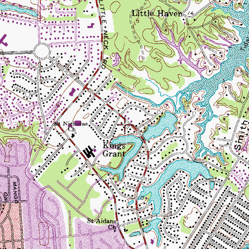 Topographic Map of Kings Grant, VA