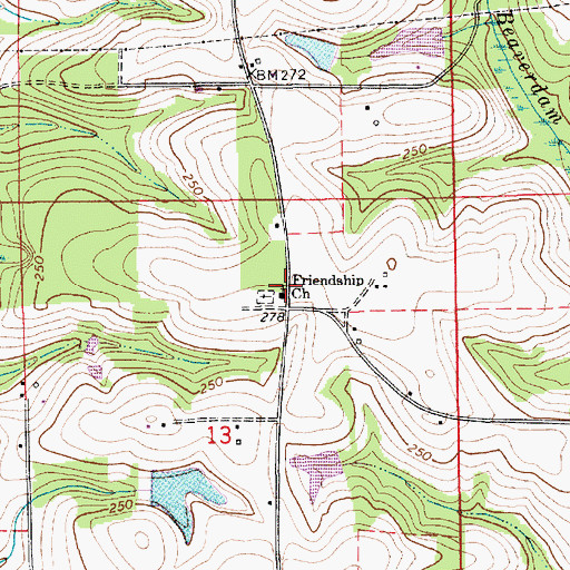 Topographic Map of Friendship Baptist Church, AL