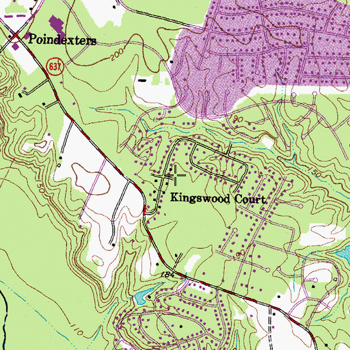 Topographic Map of Kingswood Court, VA
