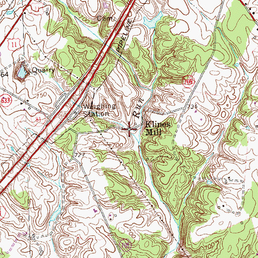 Topographic Map of Klines Mill, VA